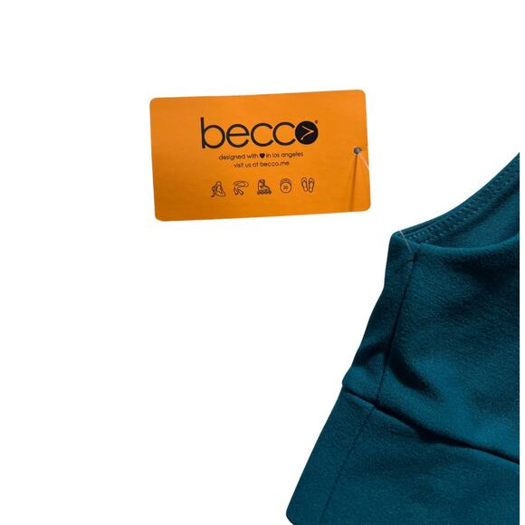 NWT -Becca Turquoise Shoulder Cut Out Sports Bra Active Top - XS - Picture 5 of 5